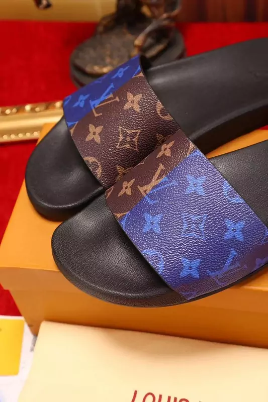louis vuitton slippers cheap old flower coffee blue